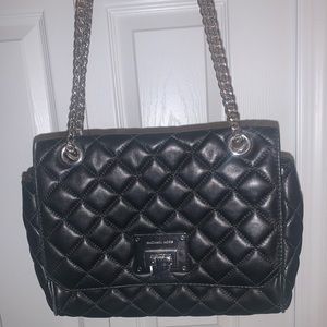 Michael Kors black leather shoulder bag